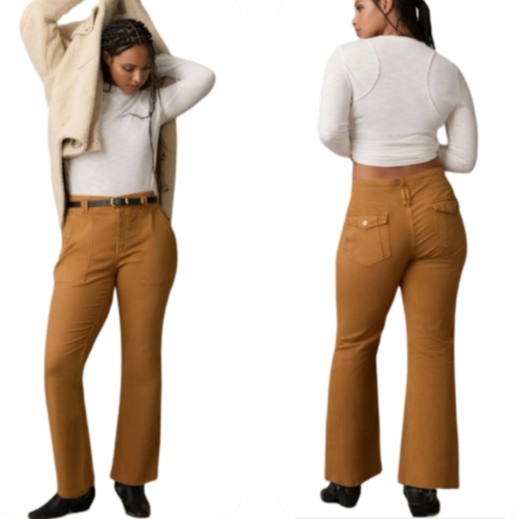 Anthropologie Pilcro Yaya Utility Flare Pants Bronze 34 - Picture 1 of 13